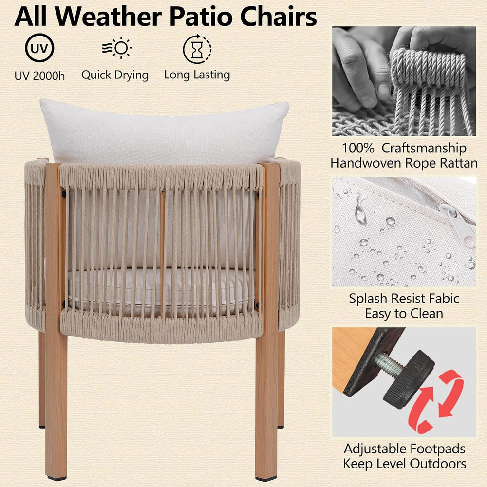Outdoor Dining Chairs Set of 2, Wicker Patio Furniture Set with Armrests, Cus...
