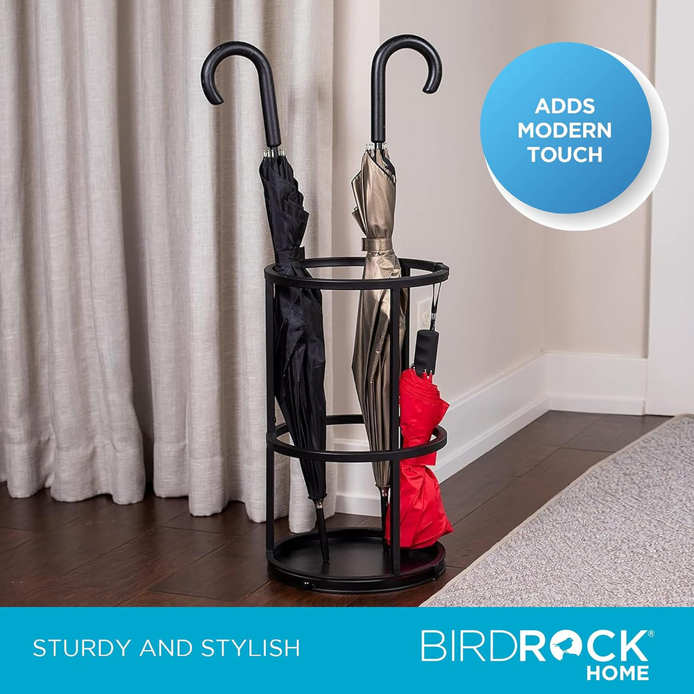 BIRDROCK HOME Circular Umbrella Holder with Removable Drip Tray - Stand for U...