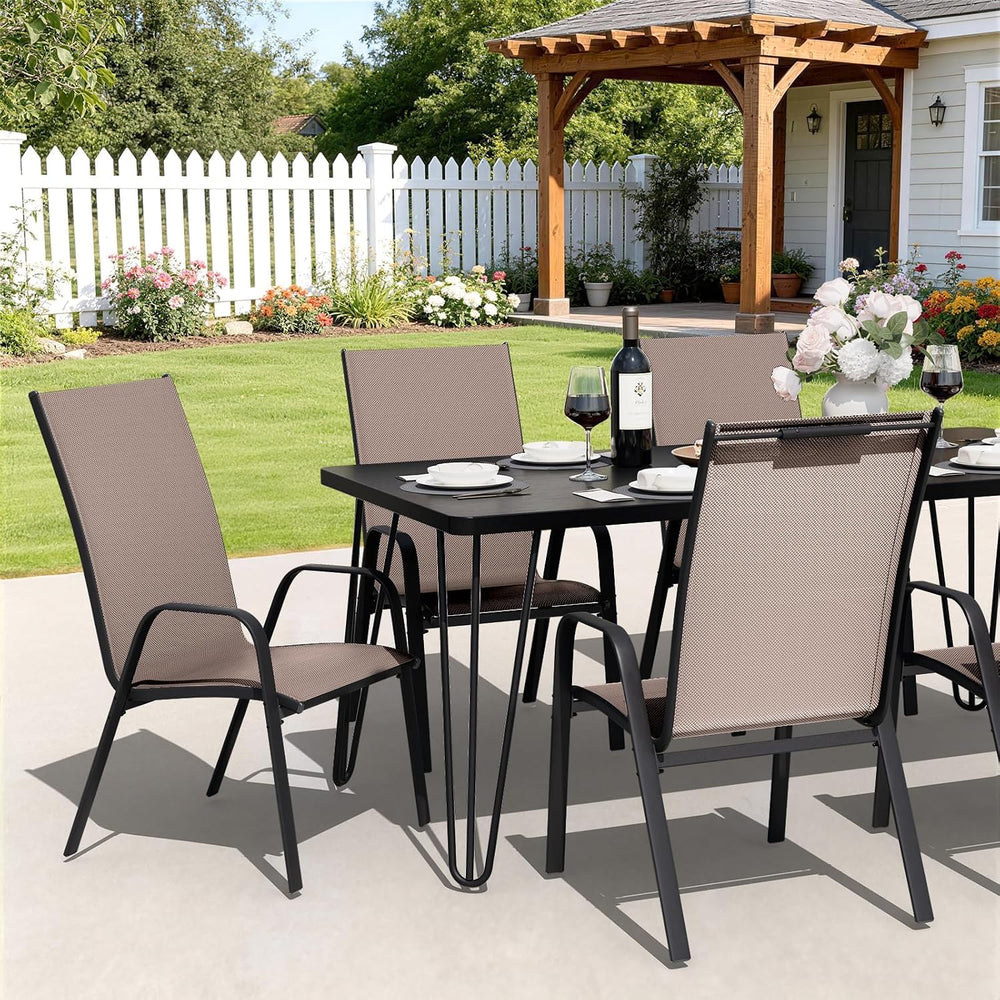 JEAREY Patio Dining Chairs Set of 4, Stackable Outdoor Chairs, Brown