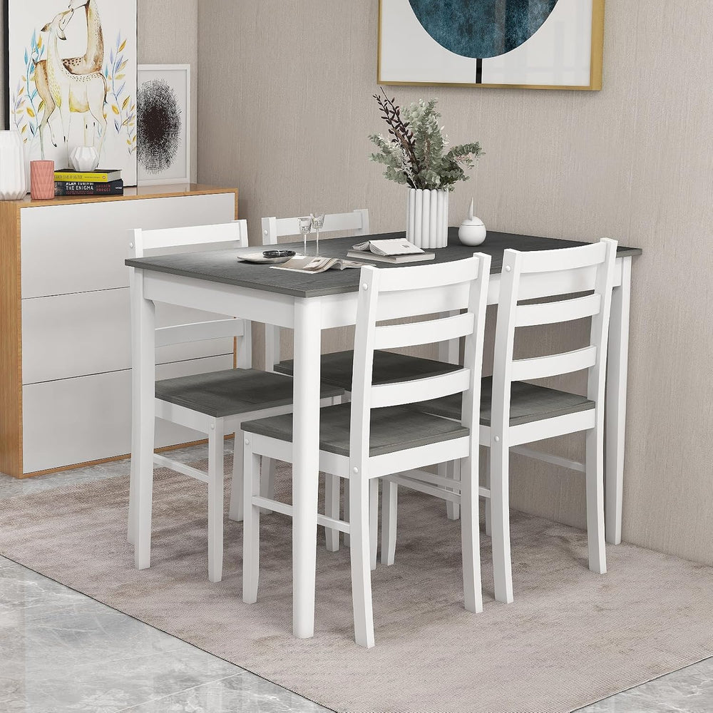 GOFLAME 5 Piece Dining Table Set for 4, Farmhouse Kitchen Table and 4 Chairs ...