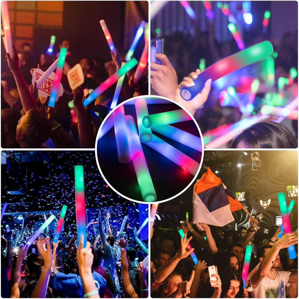 SHQDD 56PCS Foam Glow Sticks Bulk, Light up Foam Sticks with 3 Modes of Color...