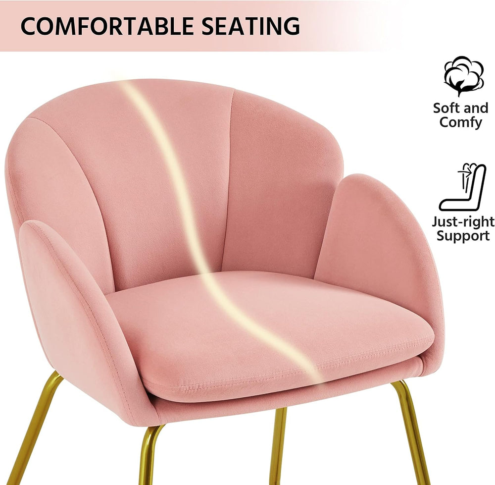 Yaheetech Flower Shape Vanity Chair with Petal Armrests, Pink