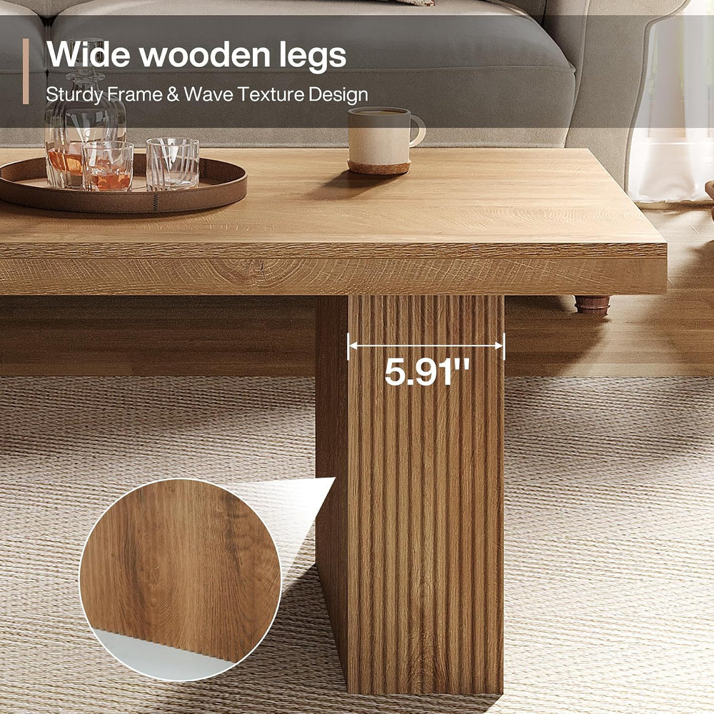 Tribesigns Farmhouse Coffee Table, 47.24 Inch Rectangle Center Table with Lar...