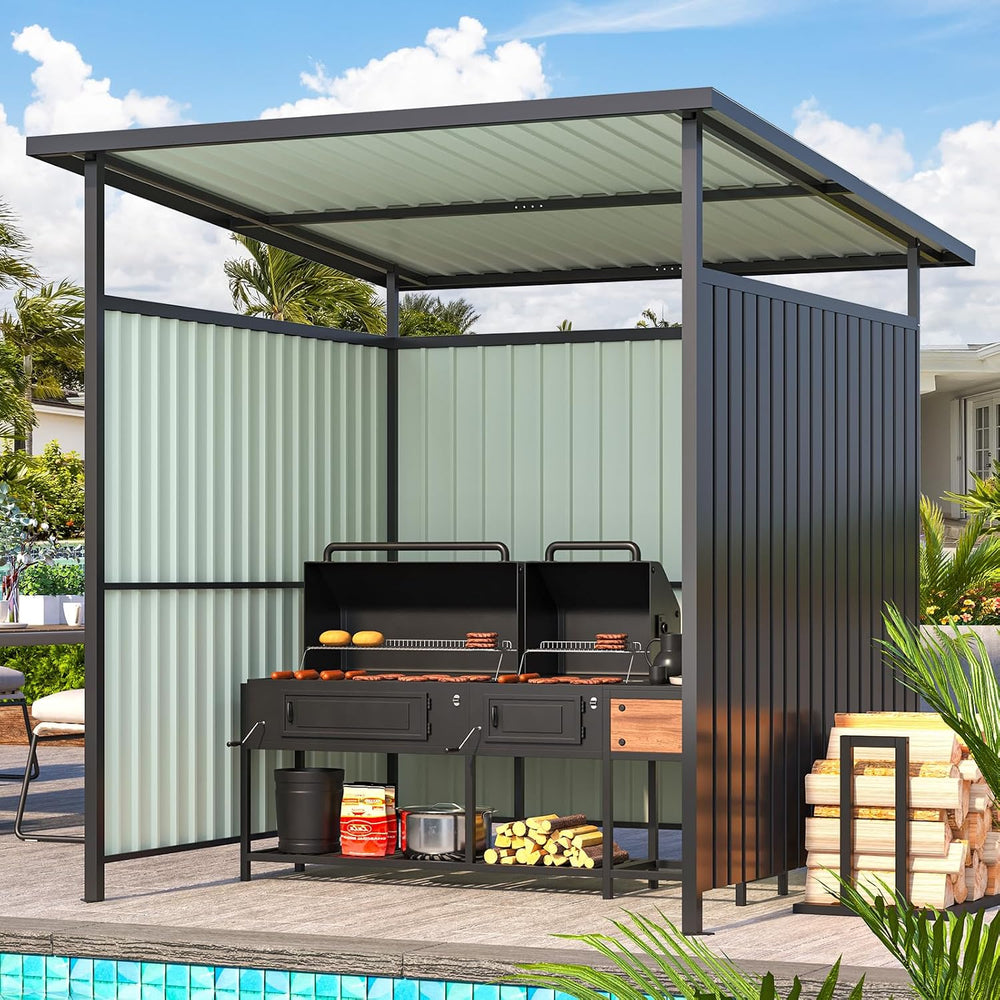 AECOJOY 6' x 6' Outdoor Hardtop Grill Gazebo, Small Pergolas and Gaze...