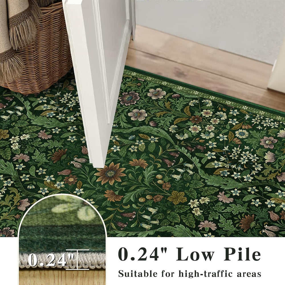 3x5 Floral Area Rug Soft Low Pile Boho Carpet for Living Room