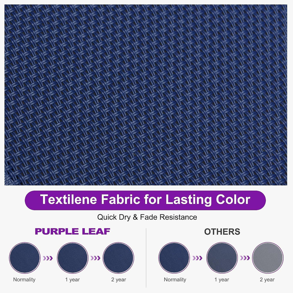 PURPLE LEAF Lounge Chair Outdoor Set of 4 Chaise Lounge w/Wheel, Navy Blue