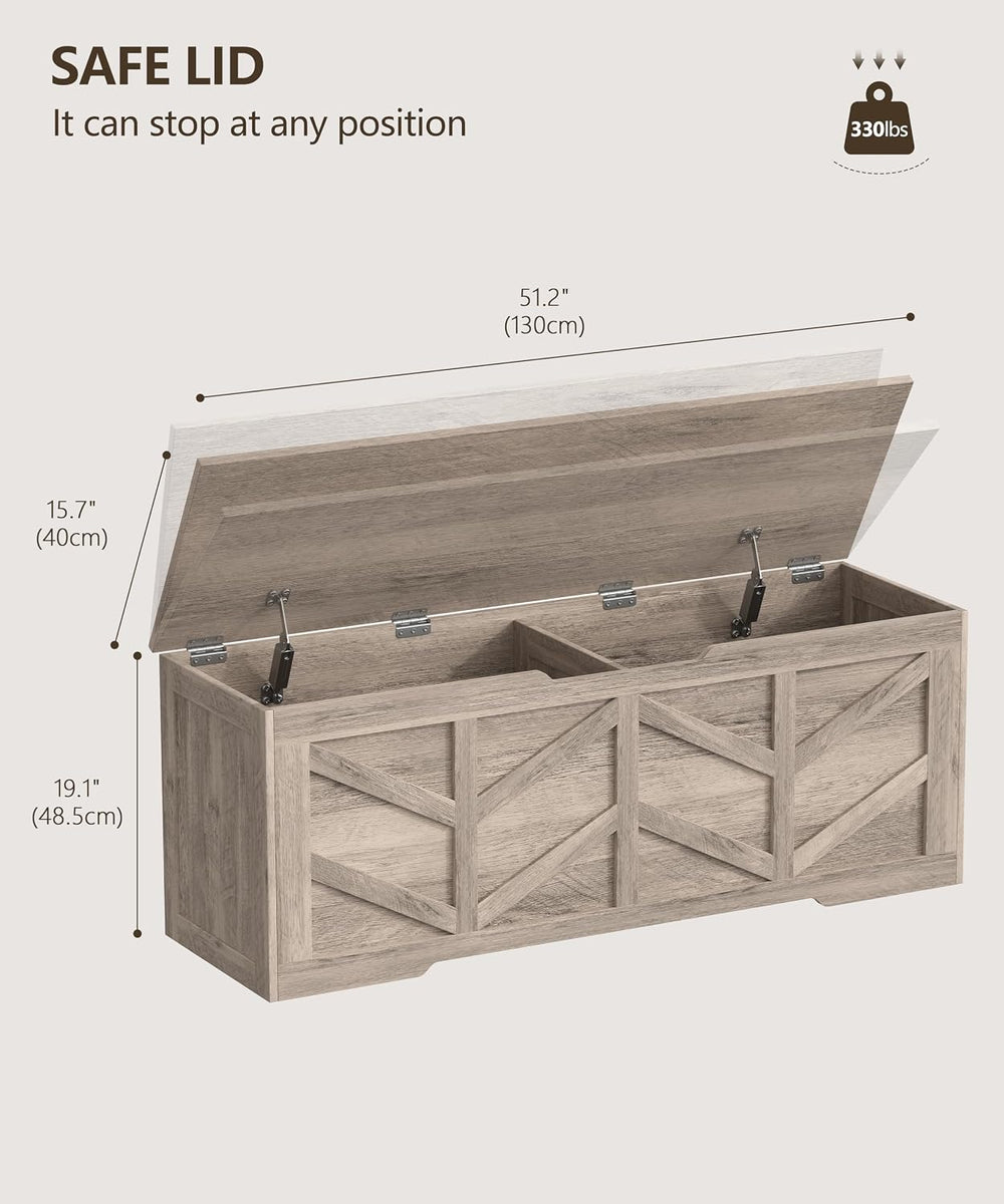 Extra Large Storage Chest, Storage Bench with 2 Safety Hinges