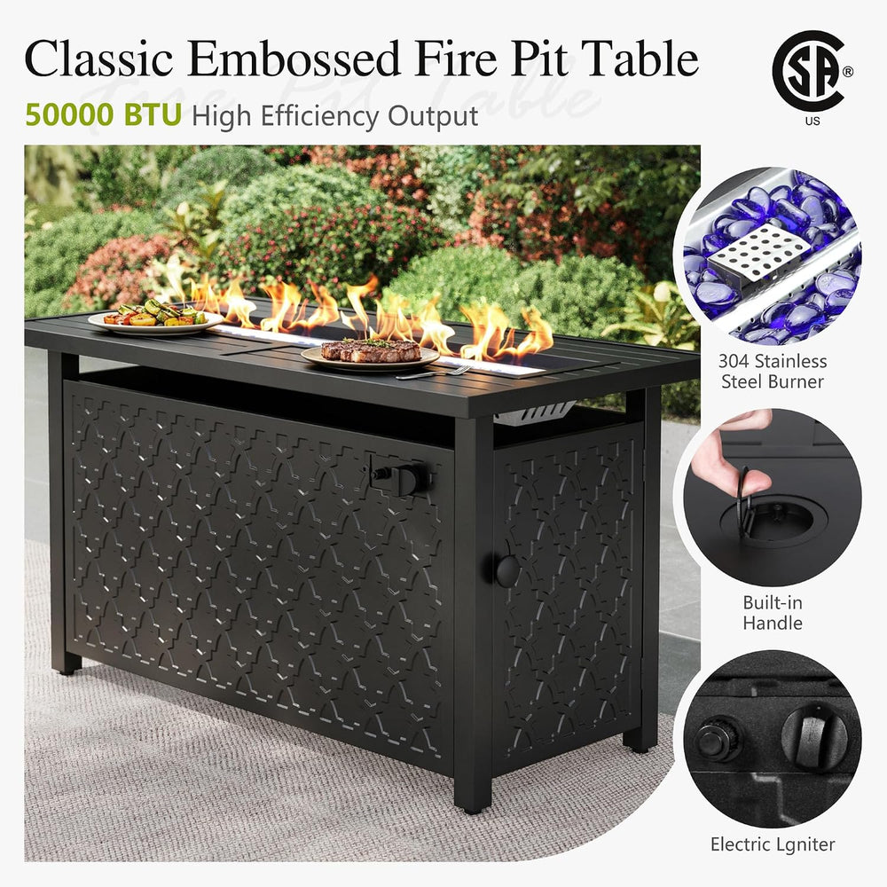 Sophia & William Patio Furniture Set with Fire Pit Table, Peacock Blue