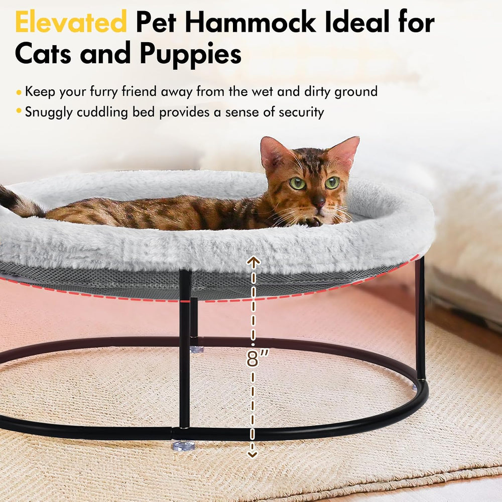 Zoratoo Elevated Cat Hammock, Fluffy Cuddle Cat Bed for Multiple Cats