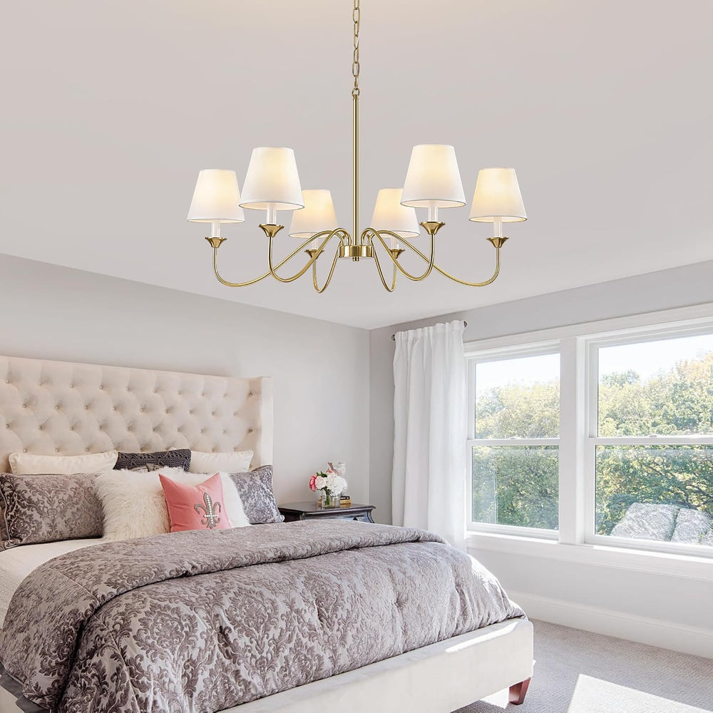 6 Lights Modern Brass Gold Chandeliers for Dining Room, Farmhouse Chandelier ...