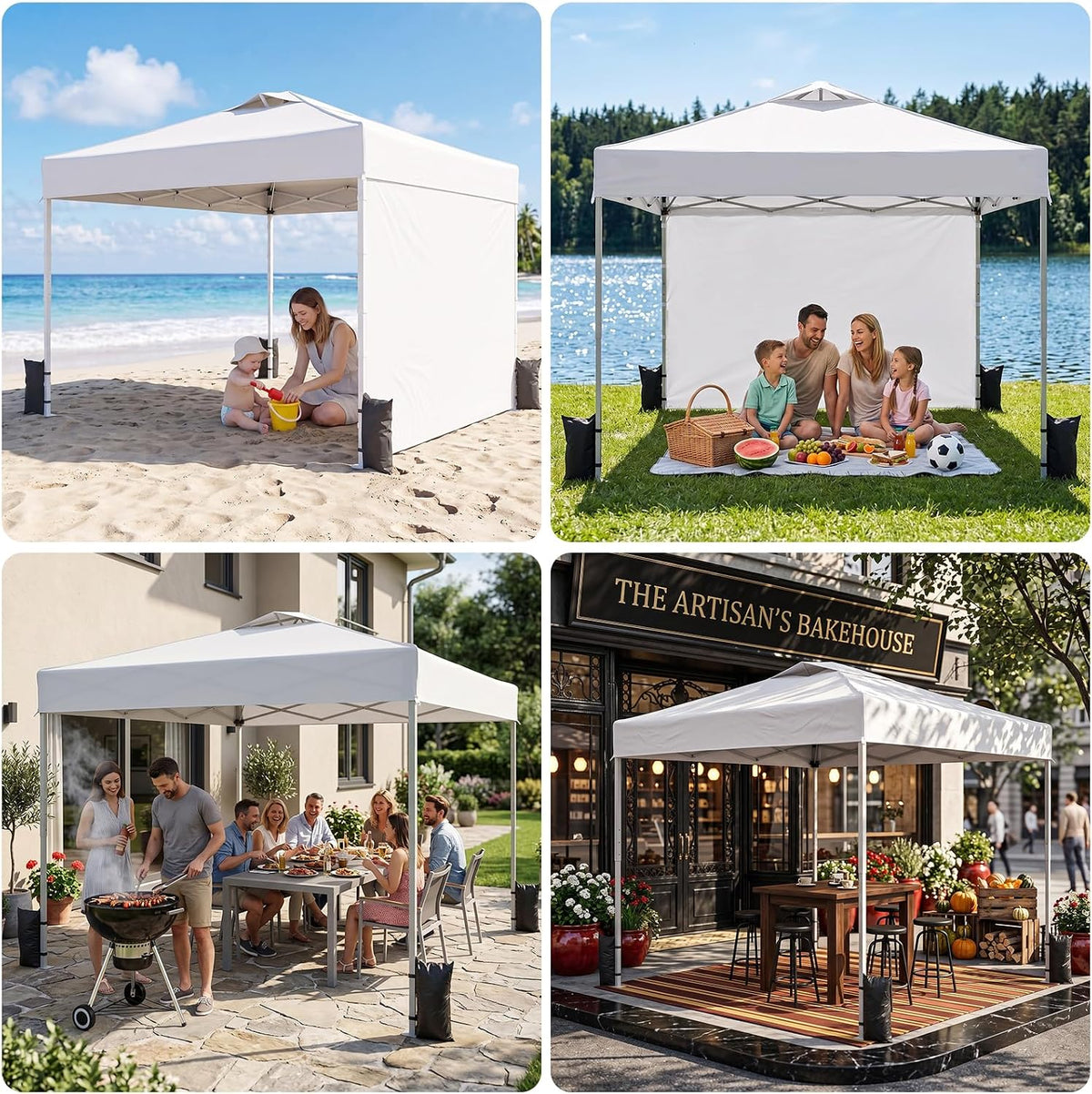 10x10 pop up canopy tent with dual vented, front angle view
