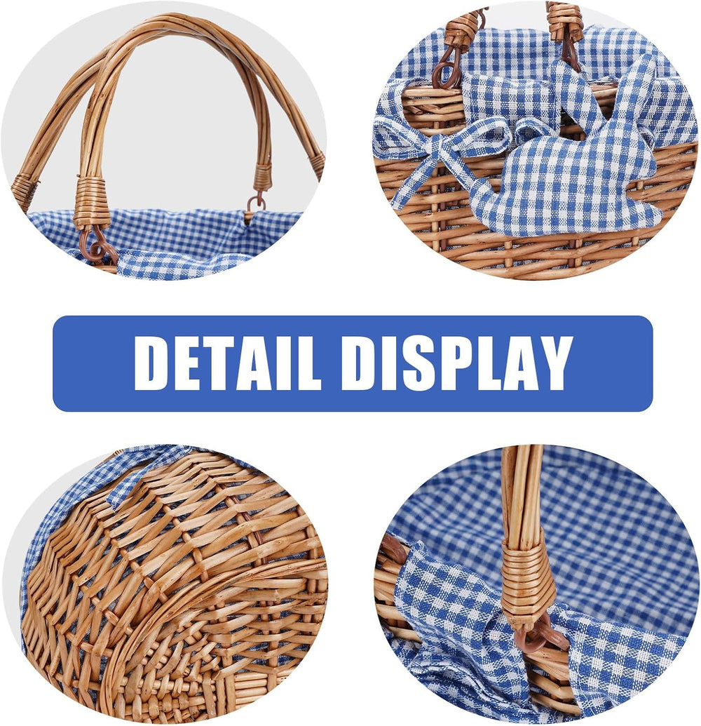 G GOOD GAIN Wicker Picnic Basket with Double Folding Handles,Willow Picnic Ha...