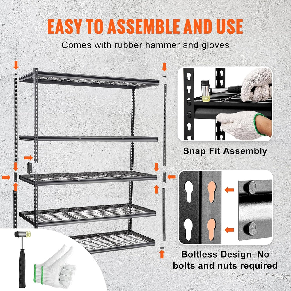 VEVOR Storage Shelving Unit 5-Tier Adjustable 2000 lbs Capacity 60"x24&q...