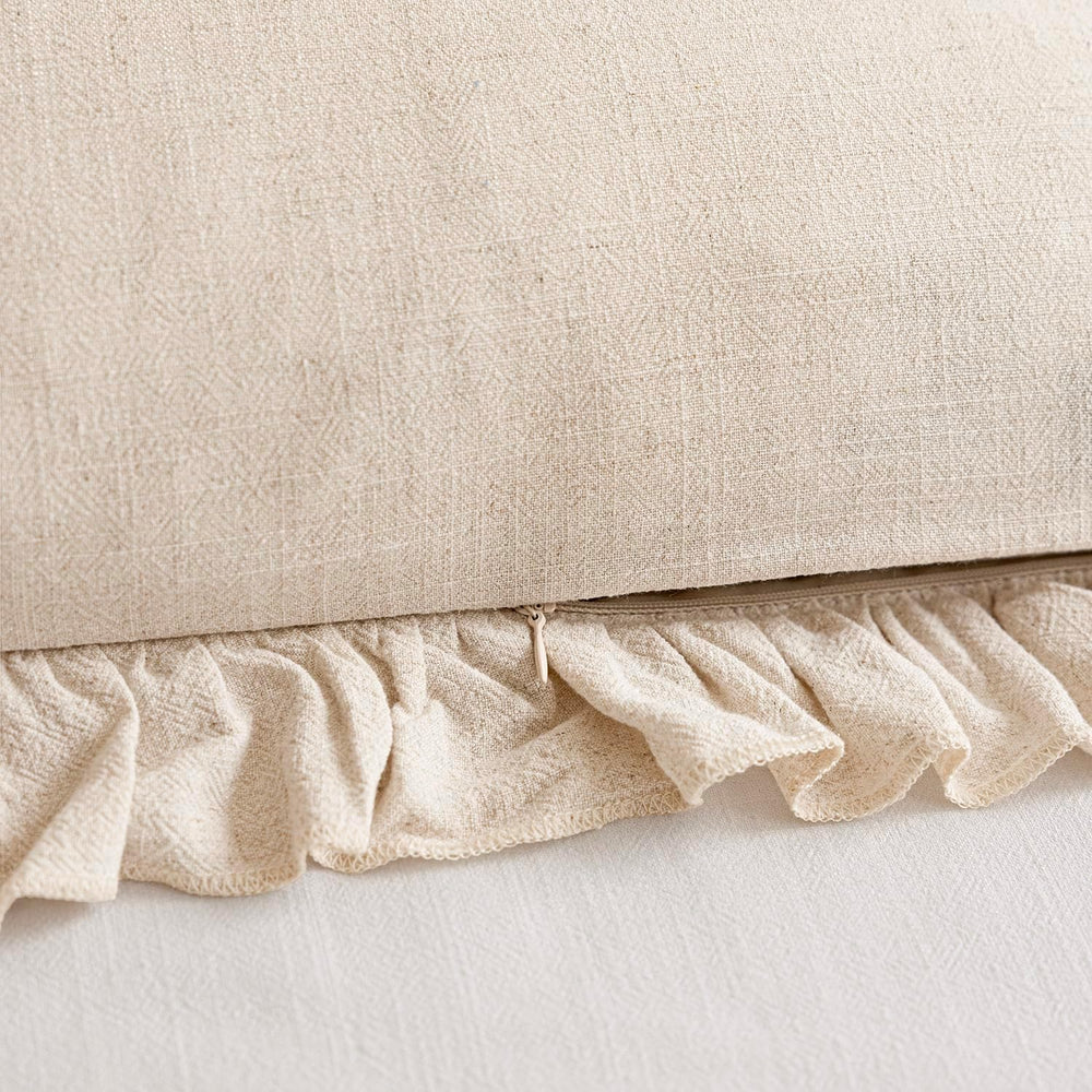 Foindtower Set of 2 Decorative Linen Fringe Ruffle Throw Pillow Covers Soft B...