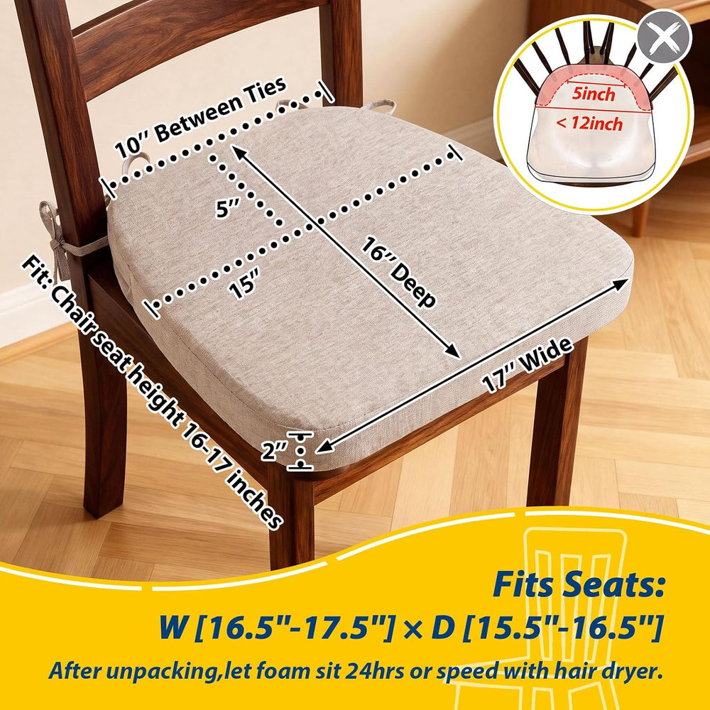 AAAAAcessories Chair Cushions for Dining Chairs, 17 x 16 x 2 in, Set of 6