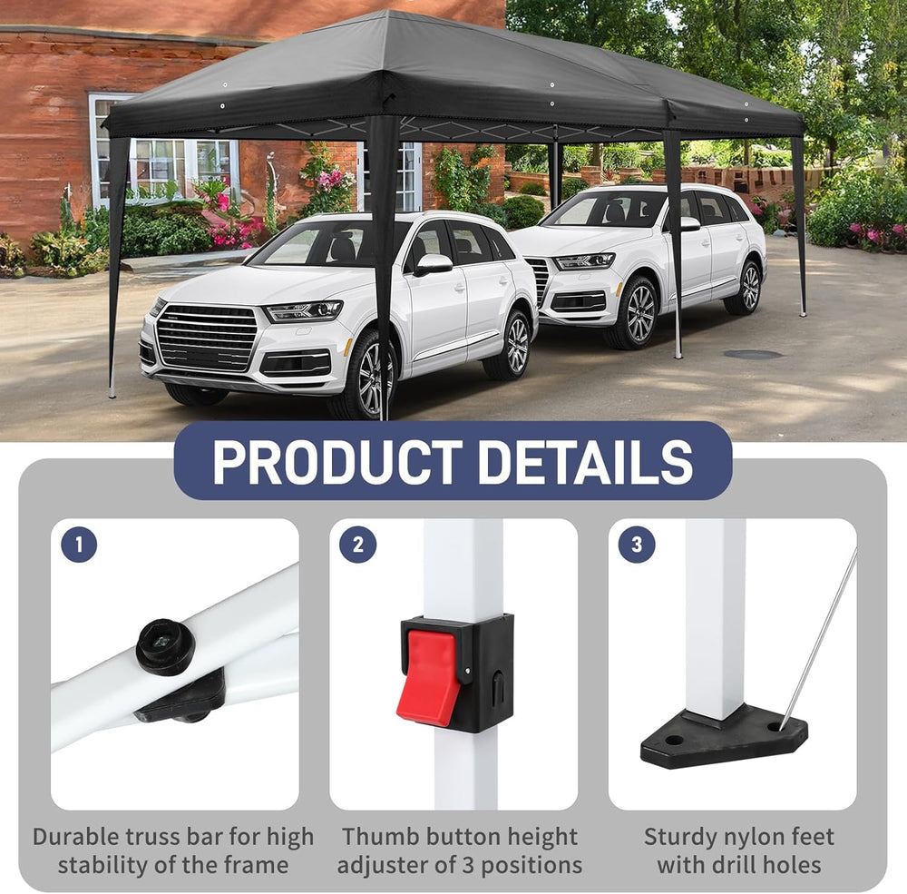 VINGLI 10x20 Pop Up Canopy Tent, Outdoor Tent Canopies Foldable Portable Cano...