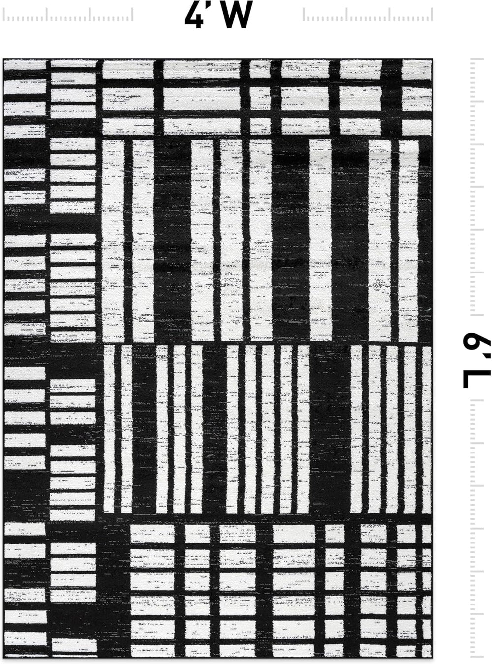 Rugshop Contemporary Modern Abstract Geometric Area Rug Black 4' x 6'