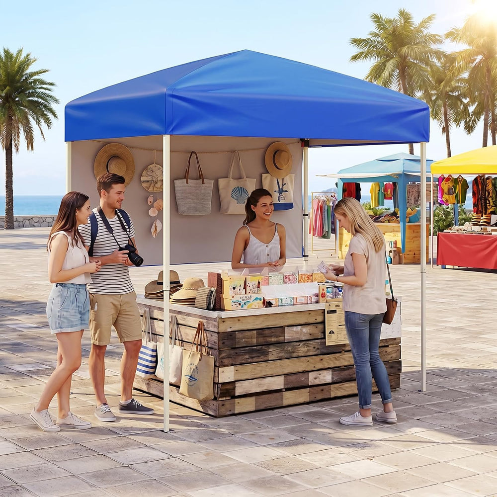 Goplus 6 x 4 FT Pop Up Canopy, UPF50+ Easy Setup Tent w/ 1 Half Sidewall, Sil...
