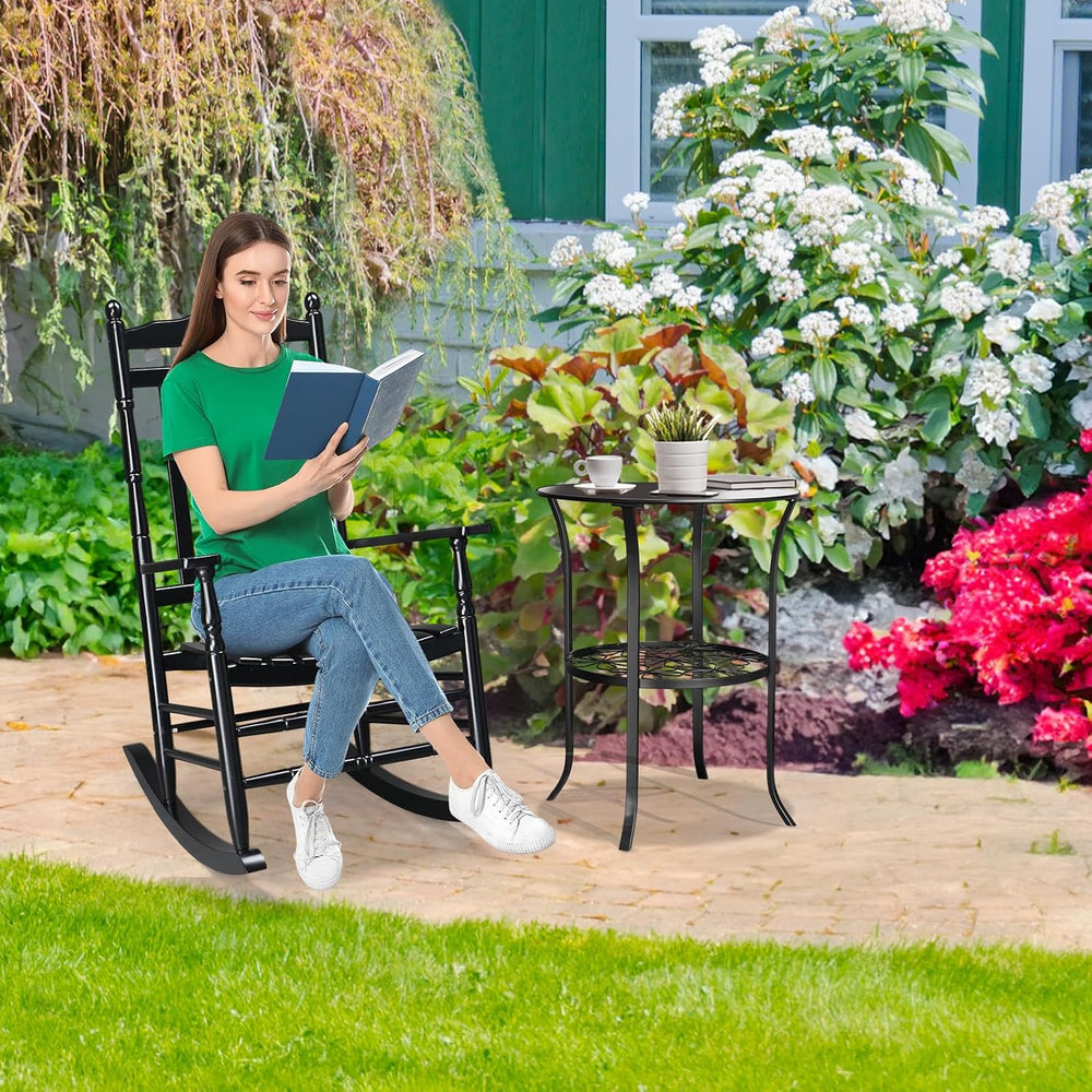 VINGLI Wooden Rocking Chair Outdoor, Patio Rockers with High Back, Support 45...