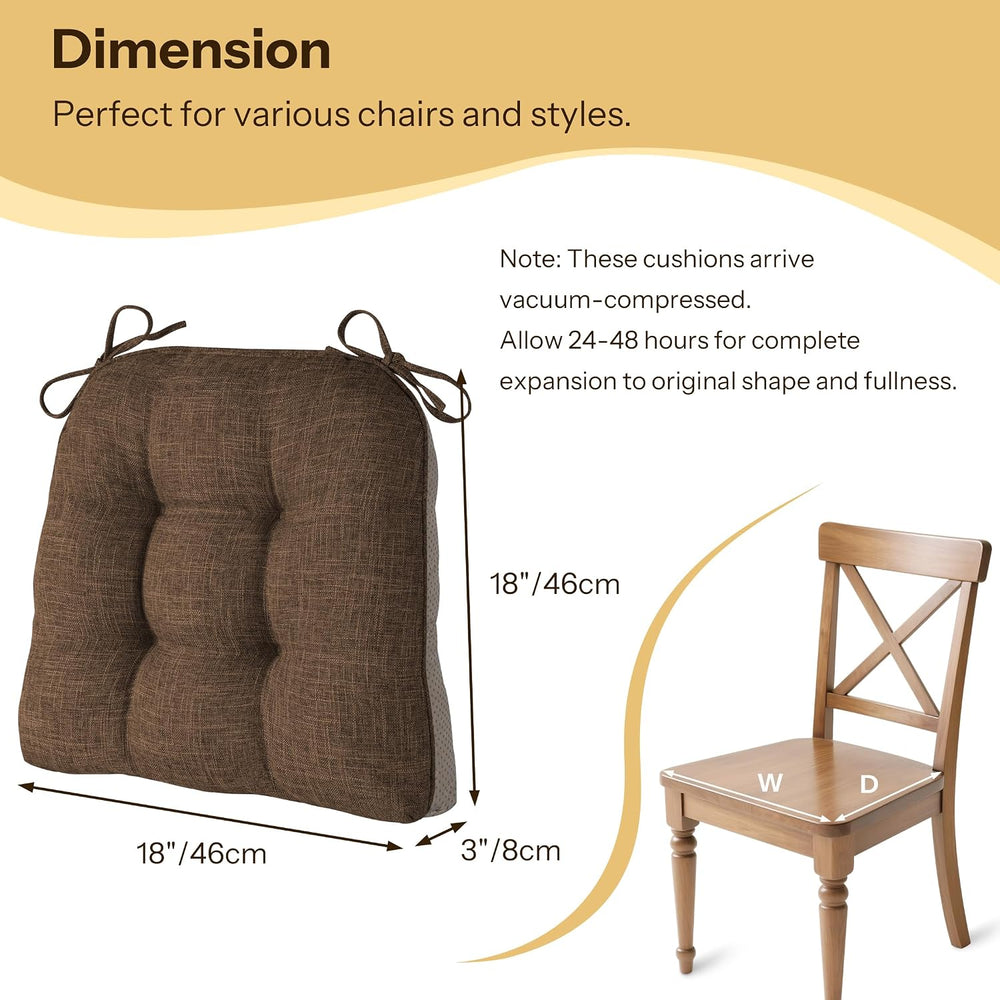 Chair Cushions for Dining Chairs Set of 4, 18"x18"x3", Coffee