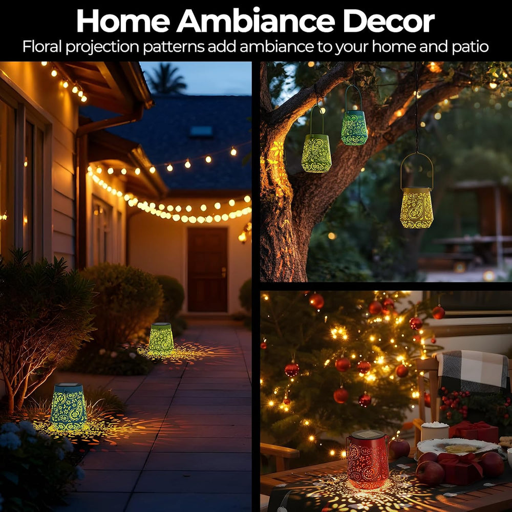 Solar Lanterns 4 Pack Outdoor Waterproof Solar Lights, Auto ON/Off Lanterns