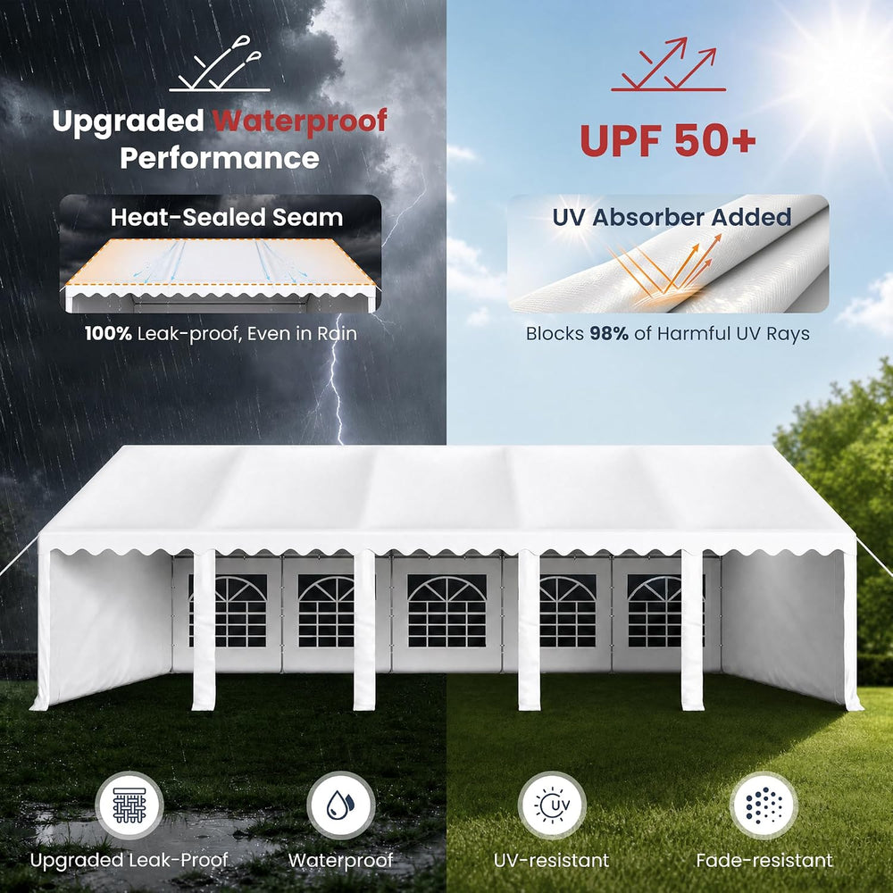 PHI VILLA Party Tent 16x32ft, Heavy Duty Wedding Events Tents for Parties