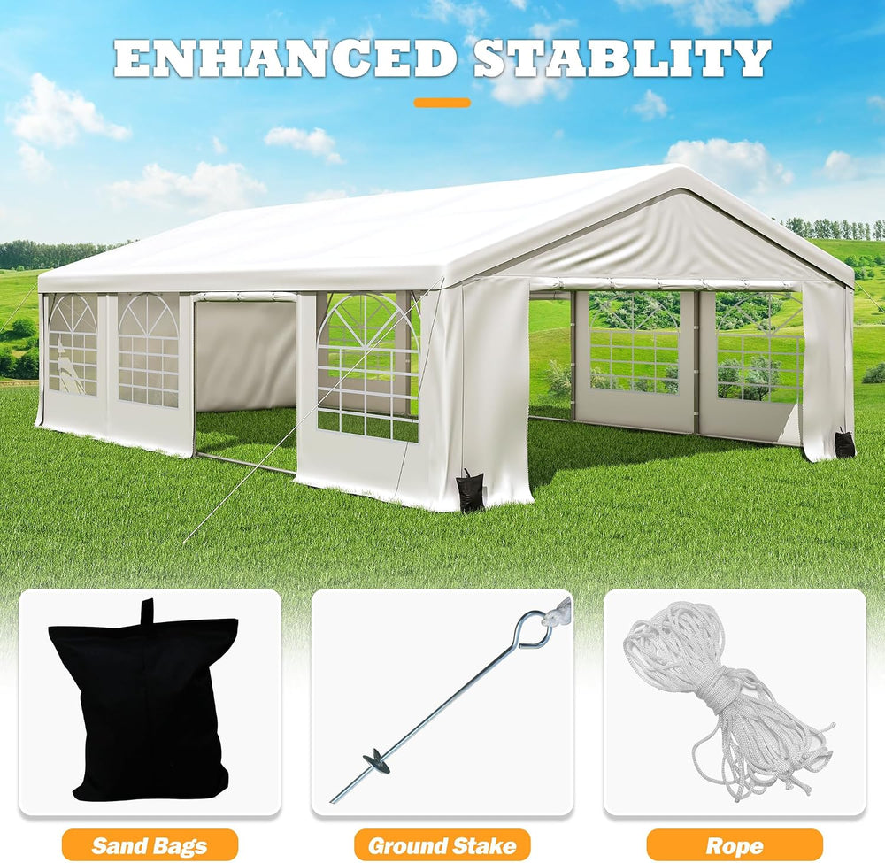 20' x 29.5' Heavy Duty Party Tent, Outdoor Large Wedding Tent with Re...
