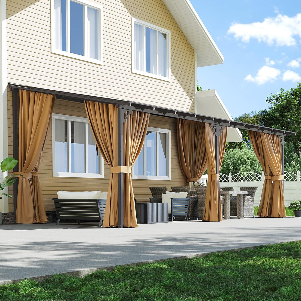 10'x20' Lean to Gazebo Pergola with Mosquito Net and Curtains