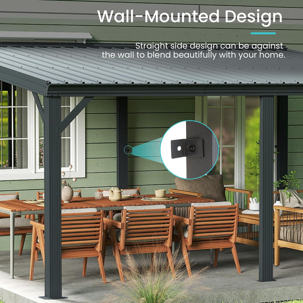 Domi 10'x 16' Lean to Gazebo,Outdoor Gazebo Pergola with Sloped Roof,...