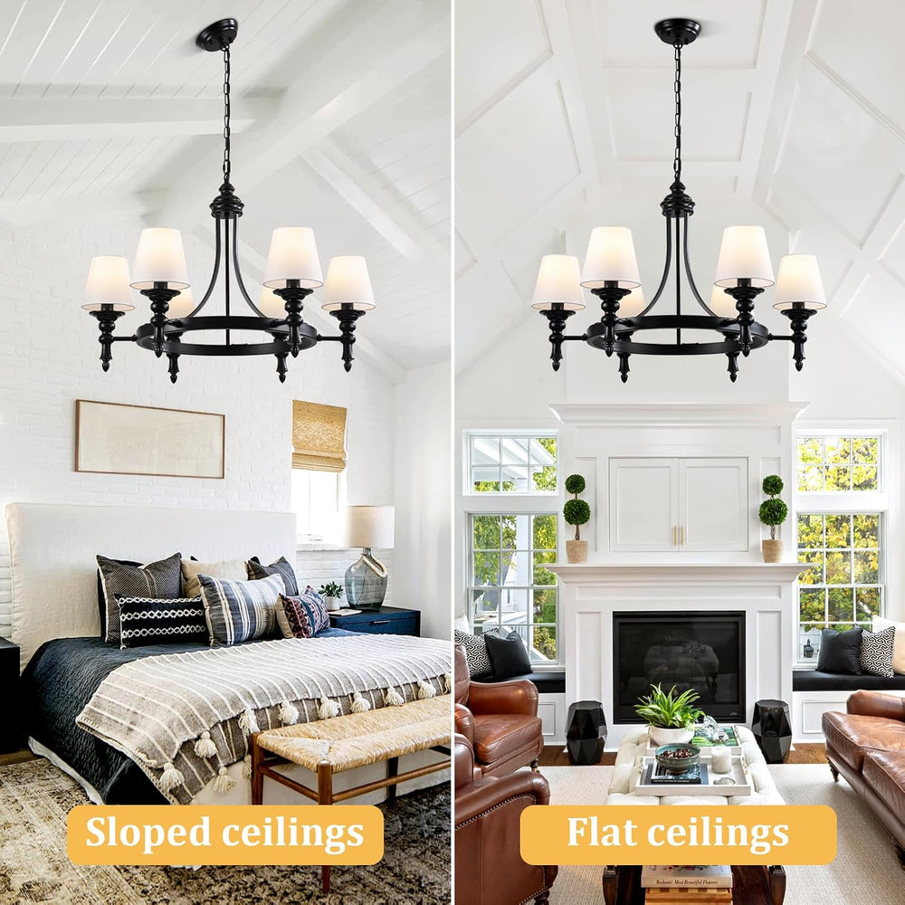 29.9" Black Wagon Wheel Chandelier 6-Light Modern Farmhouse Chandeliers ...