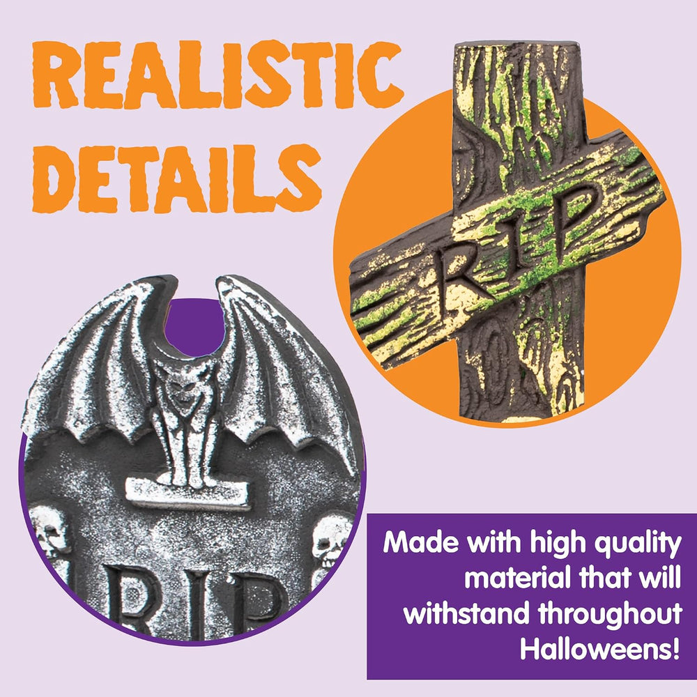JOYIN 17” Halloween Foam RIP Graveyard Tombstones (5 Pack), Halloween Tombsto...