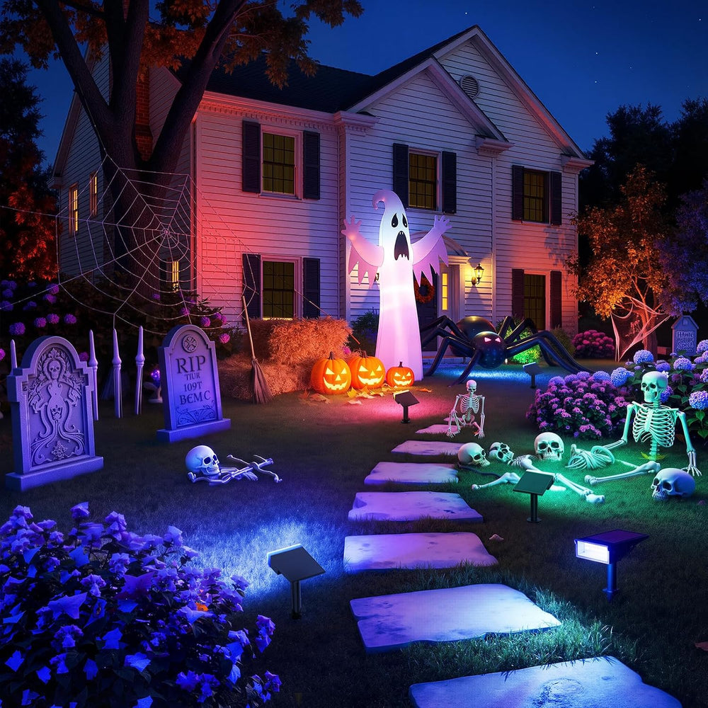 Consciot Smart Solar Spot Lights Outdoor, RGBTW Halloween Solar Lights