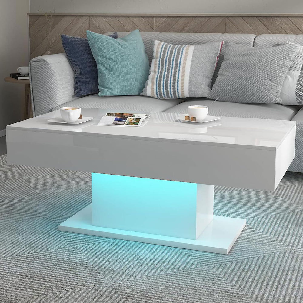 HedoAjim Led Coffee Table for Living Room, Living Room Table Rectangular Cent...