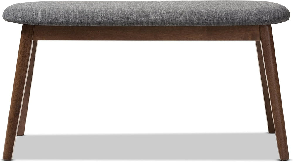 Baxton Studio Easton Mid-Century Modern Dark Grey Fabric Upholstered Walnut F...