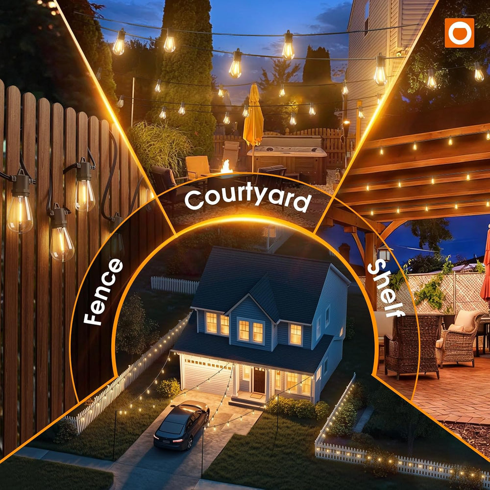 addlon 78FT(72+6) Solar String Lights Outdoor, Last 20+ Hrs, USB Charging