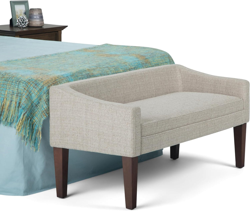 SIMPLIHOME Parris 50" Wide Upholstered Bench in Platinum