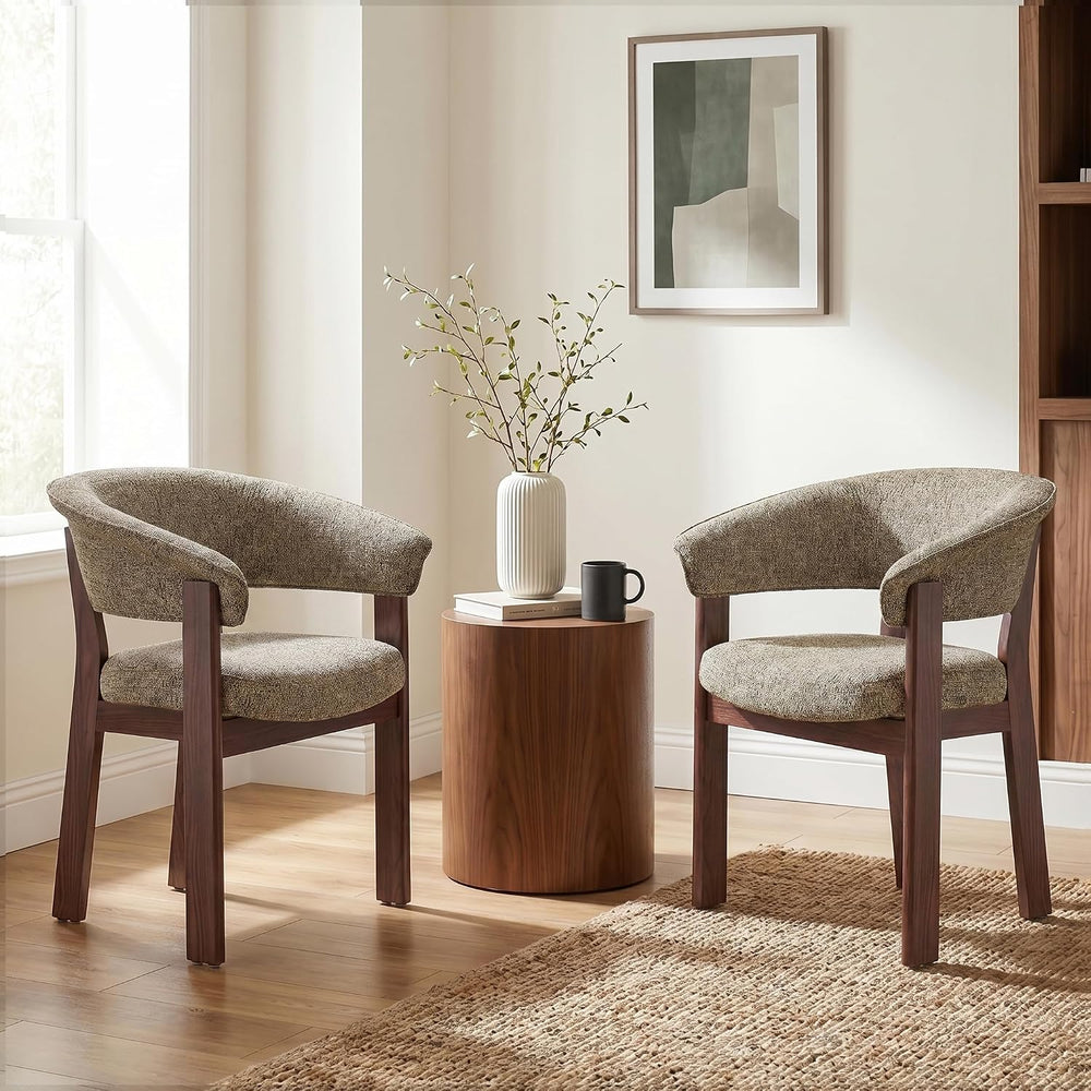 COLAMY Fully Assembled Upholstered Dining Chair Set of 4,Solid Red Oak Wood K...