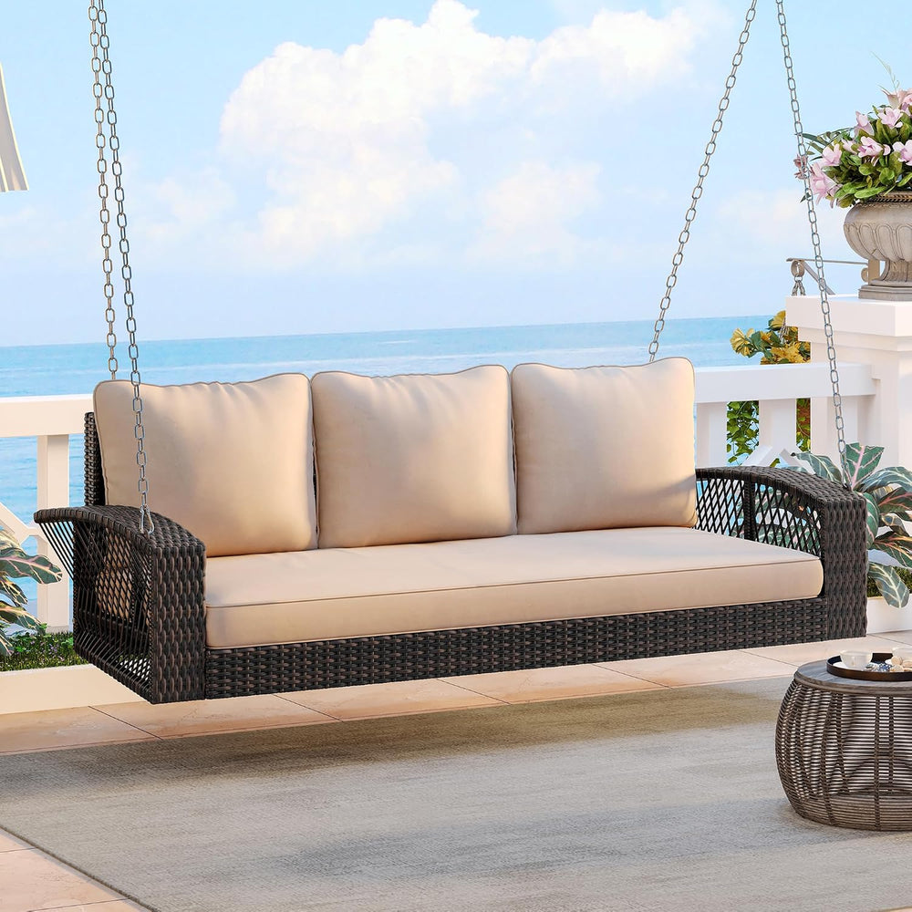 Porch Daybed Swing Outdoor Wooden Swing Bench, Patio N704P250643EHanging Swin...