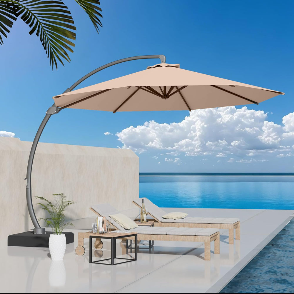 Kingdura 11ft Offset Cantilever Patio Umbrella with Base Included, Large Roun...