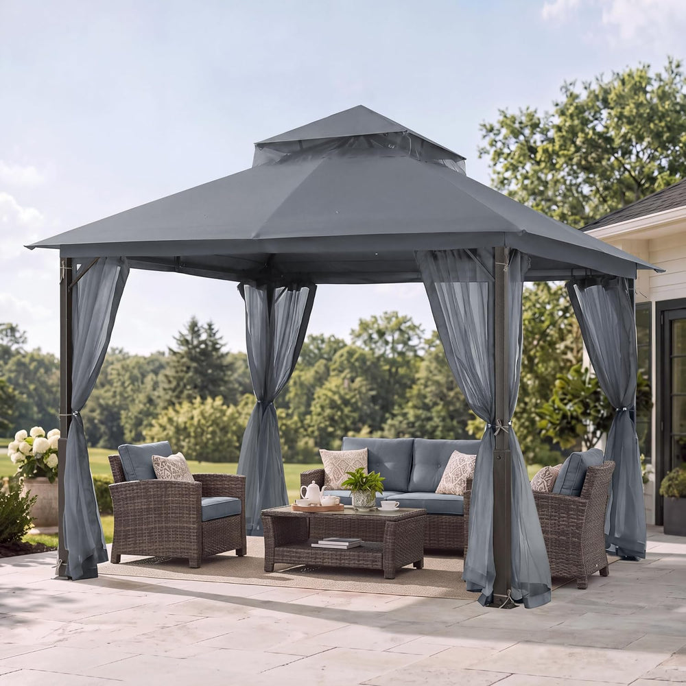 ABCCANOPY Outdoor Patio Gazebo 9x9 with Mosquito Netting, Dark Gray