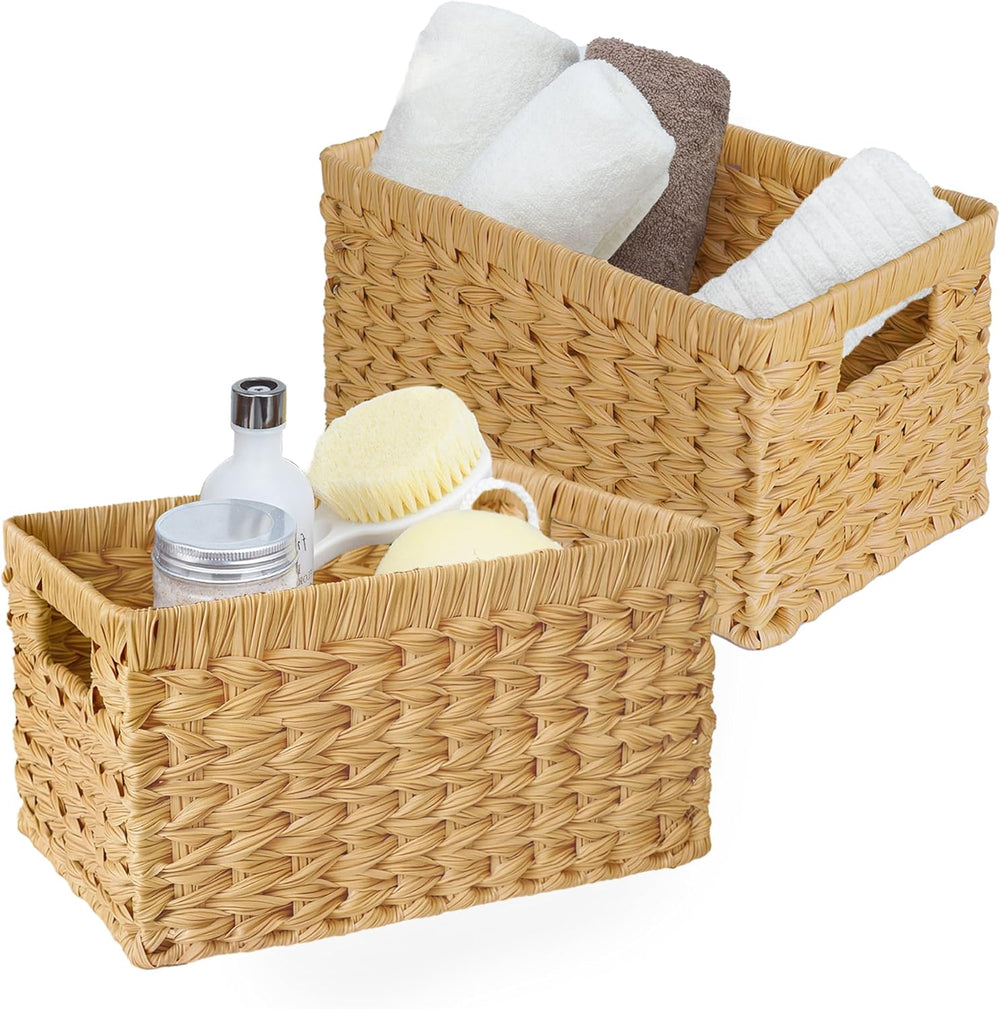 GRANNY SAYS Wicker Storage Baskets, Waterproof Woven Baskets, 2-Pack