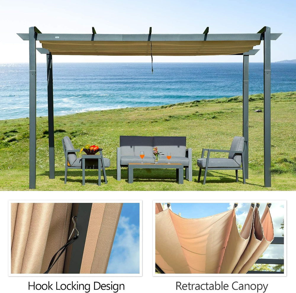 Domi Outdoor Living 10’ X 13’ Outdoor Retractable Pergola with Weather-Resist...