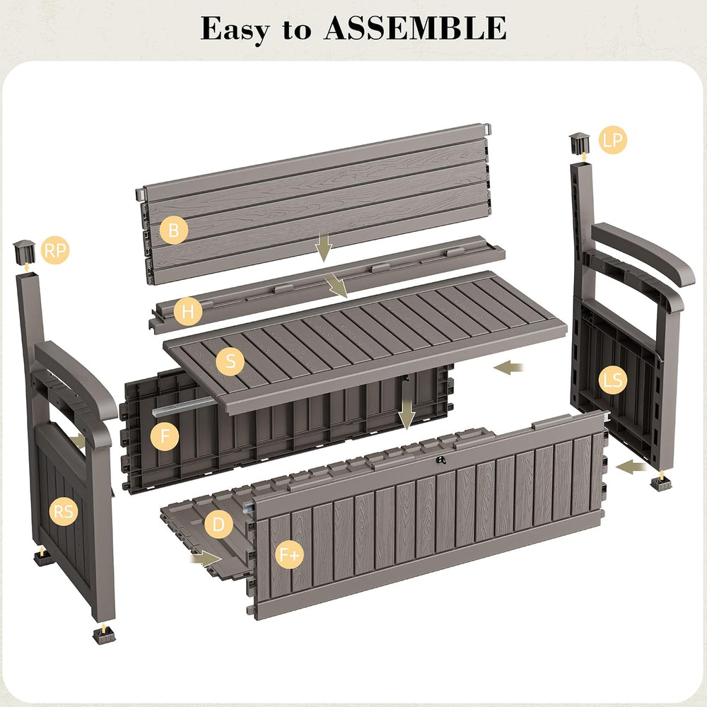 80 Gallon Outdoor Storage Bench Waterproof, Storage Outdoor Porch Bench Doubl...