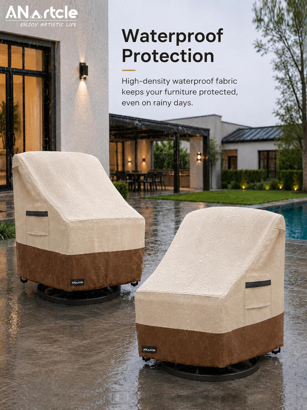 ANartcle Outdoor Swivel Lounge Chair Cover 2 Pack,600D Waterproof Heavy Duty ...