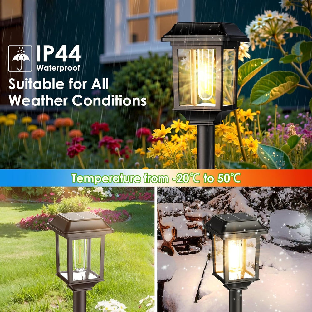 Mancra Solar Outdoor Lights Waterproof, 8 Pack Metal Glass Solar Pathway Ligh...