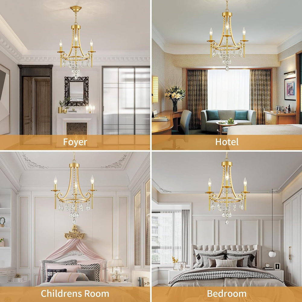 Small Crystal Chandelier, 3-Lights Modern Crystal Chandeliers for Dinning Roo...
