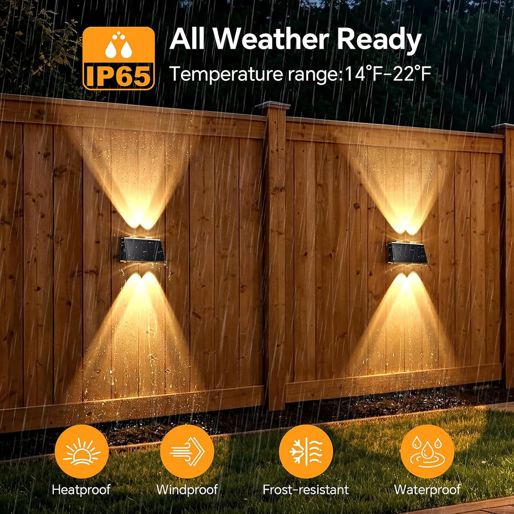 LANSOW Solar Fence Lights Outdoor 12 Pack, Fence Lights Solar Powered Waterpr...
