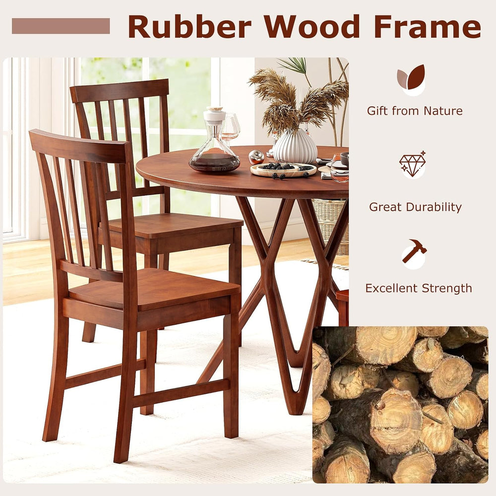 GIANTEX Wood Dining Chair Set of 2, Farmhouse Wooden Dining Side Chair with H...