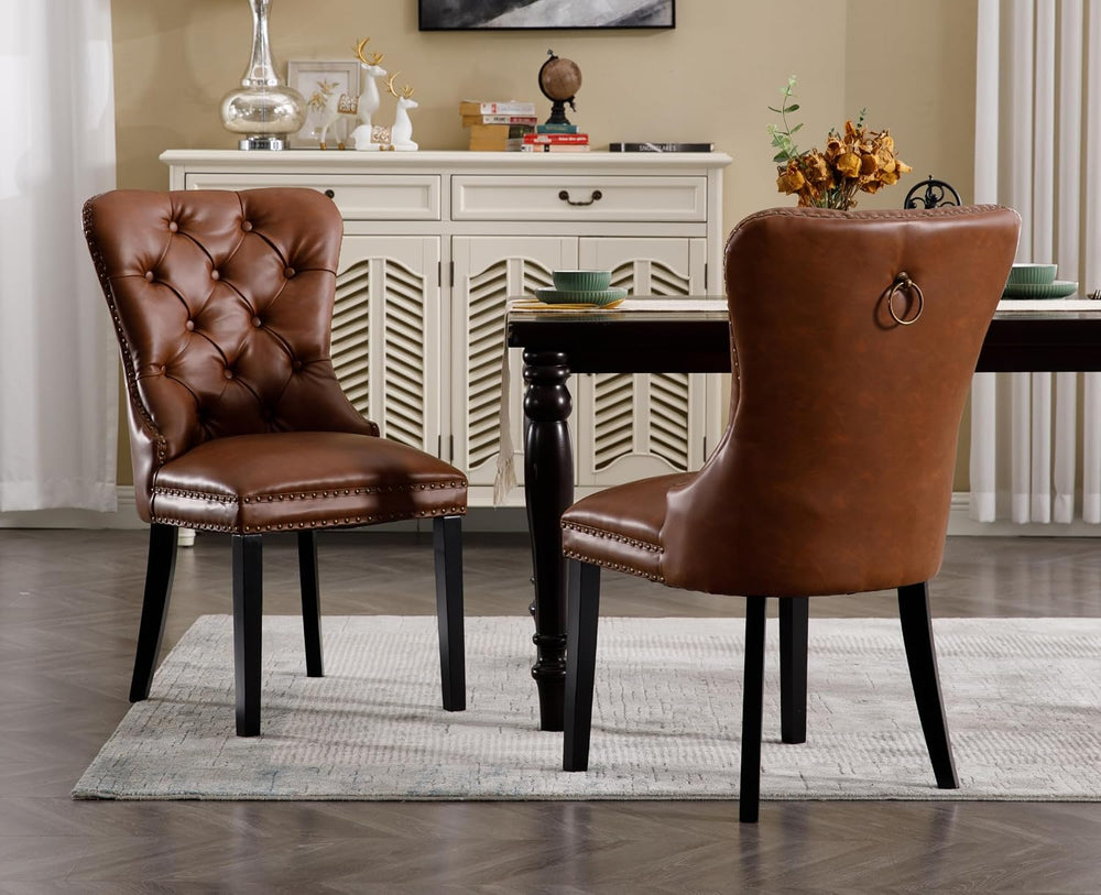 EALSON Modern Dining Chairs Set of 4 Mid Century Leather Dining Room Chairs w...