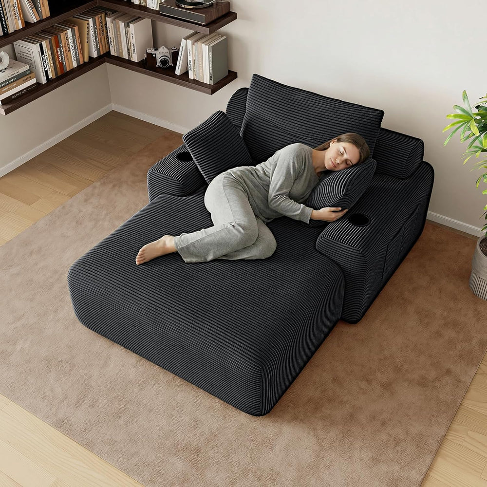 69” Oversized Chaise Lounge Chair Indoor, Soft Boneless Chaise Lounge Reading...